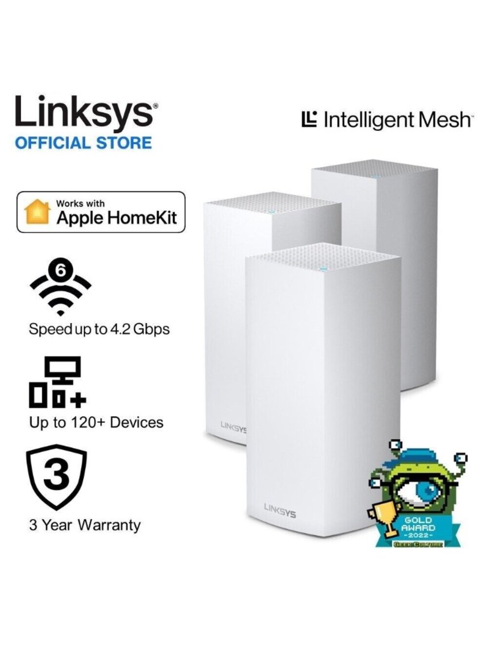 Set of 3 MX4200 Mesh WiFi Router AX4200 WiFi 6 Velop Tri-Band Whole Home